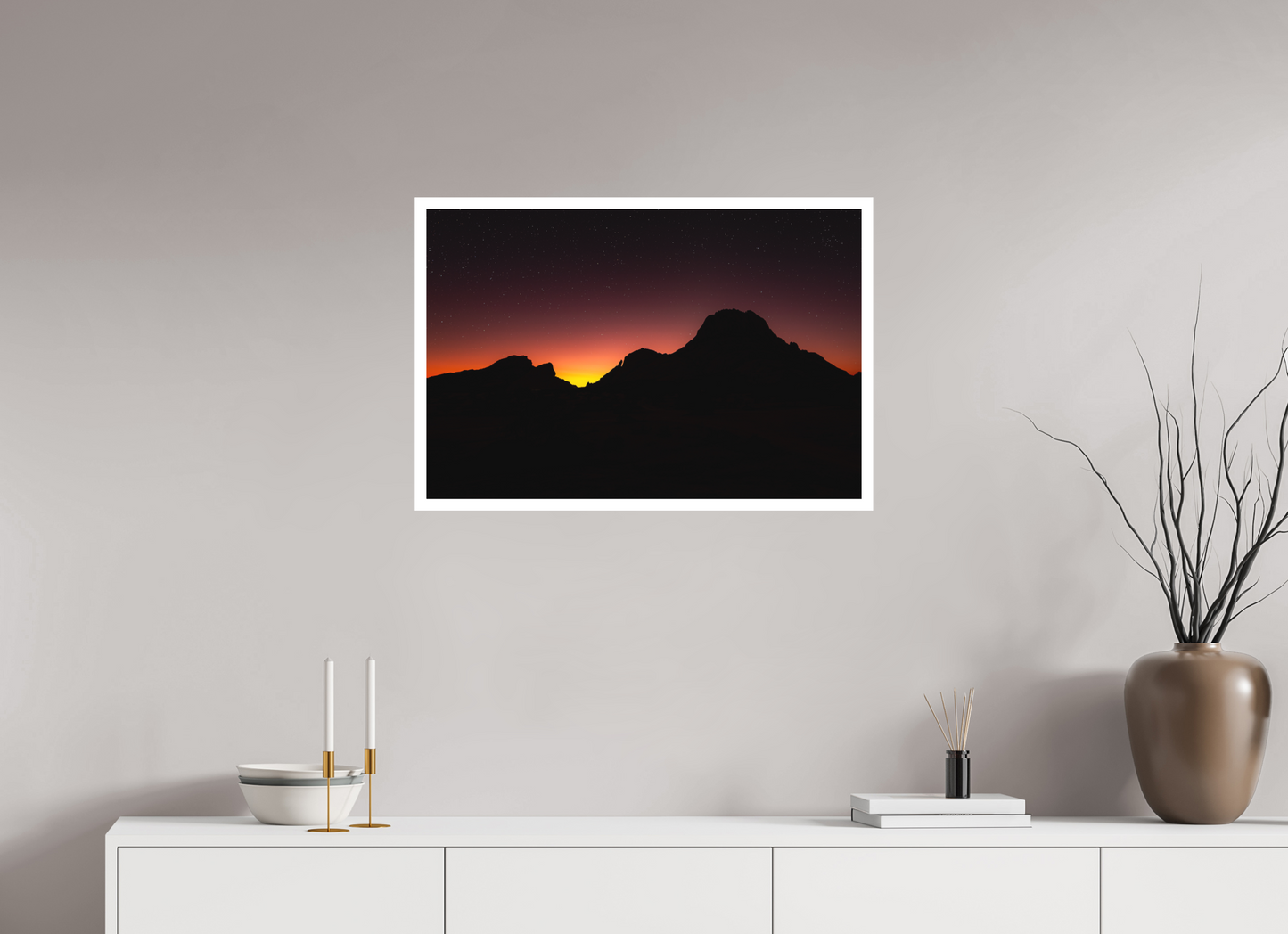 75 x 50 cm, Hahnemuhle German Etching Farewell Light Over Spitzkoppe