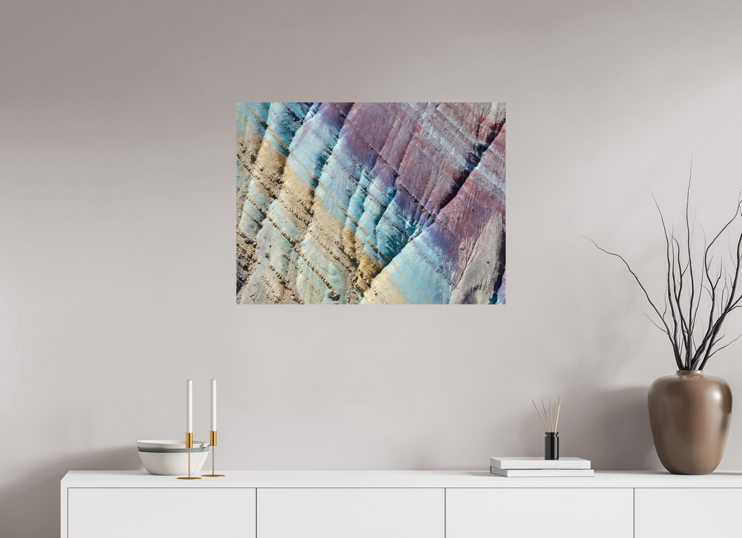 80 x 60 cm, Alu Dibond brillant Pastel Mountains